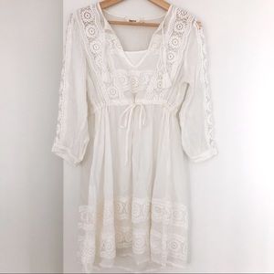 BNWOT Ivory Bohemian Dress with Crochet - Lined